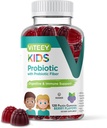 Viteey Probiotic Gummies for Kids Plus Prebiotics Fiber - 2 milliarder CFU 'er - fordøjelsessygdomme, Gut Health, Forstoppelse Relief for Kids Support - Vegan, Gelatine Free - Chewable Probiotic Berry Flavored