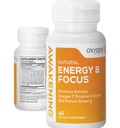 Awakening Natural Energy & Focus Nootrop Supplement med Panax Ginseng, Guarana Extract & Chrom Picolinate Dex124; Brain Supplement for Focus, Energy, Mood & Clarity Dex124; Gluten Free Veggie, USA - 60 Caps