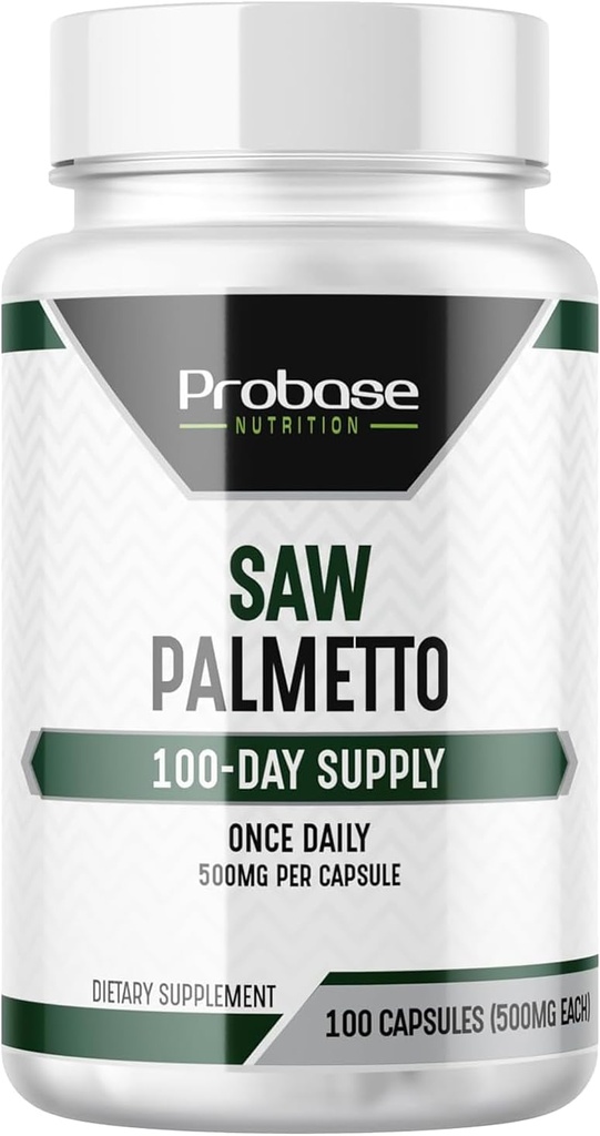 Probase Nutrition Saw Palmetto Uddrag Prostata sundhed supplement til mænd, Understøtter Prostata, urinveje, og hår sundhed, 100 kapsler, 3 + måned Supply