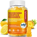 Triple Magnesium Complex Gummies Supplement for kvinder & mænd sukker fri høj absorption Magnesium Glycinat, Taurat, Malat, Citrate Complex tillæg med vitamin B6, B12 & D3 for voksne...