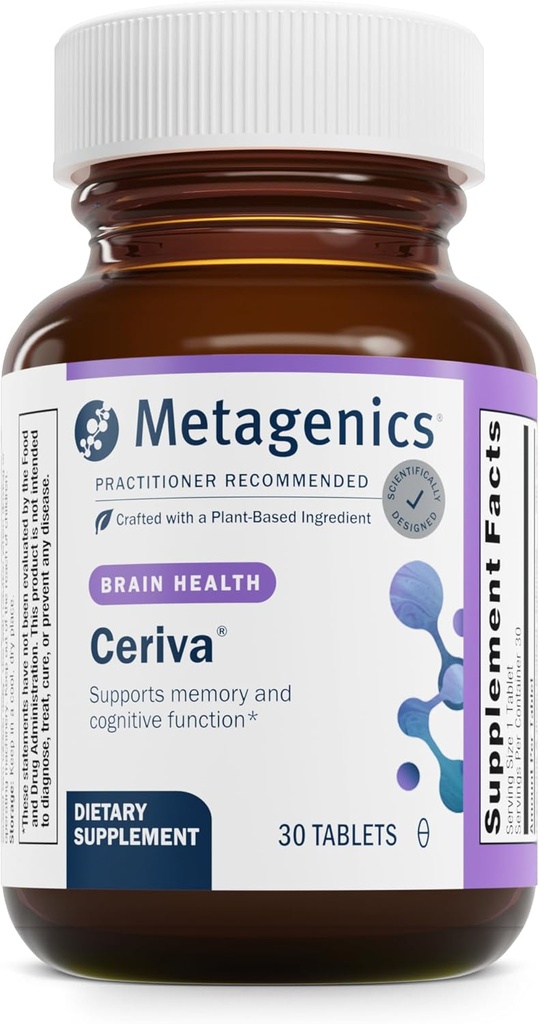 Metagenics Ceriva - Kognitiv & Memory Support Formel med Huperzine A * - Understøtter fokus, genkaldelse og hjernesundhed * - Ikke-GMO, Glutenfri