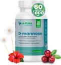 LaPura D- mannose 1000 mg supplement med tranebær Juice Powder, Hibiscus Flower & Mælkebøtte Herb Extract, 60 kapsler - Natural Cleansing Support, Sund lever, Bstige, Urinary Tract Funktion