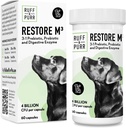 Ruff & Purr Probiotika til hunde - 3-in-1 Probiotika, Prebiotika og fordøjelsesenzymer til Gut Health, immunforsvar, Sund Hud og Coat - Klinisk Studerede DE111 & PreforPro