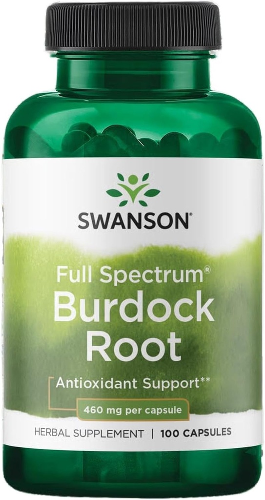 Swanson Burdock Root Nyre & Leverstøtte - Detox hudhjælper fjerne toksiner fra kroppen - Support godt være og sundt immunsystem - Herbal Antioxidant supplement (460 mg 100 kapsler)