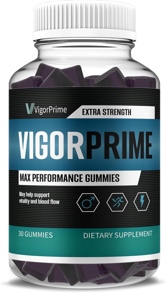 Vigor Prime Performance Gummies Prime Vigor XL Gummy Supplement, Vigor Prime XL Maksimal styrke Advanced Shilajit Irish Sea Moss Bukkehorn Gummies Samlet energi & Vitality Support (1 måned Tilgang)