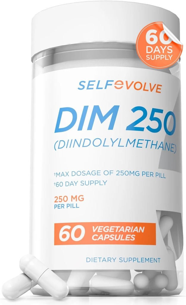 DIM supplement 250 mg med BioPerine, Østrogen Balance & Hormonbalance for kvinder & mænd, Menopause Kosttilskud til kvinder, Antioxidant Support, Vegankapsler, 60 Ct, 2 Måned Supply
