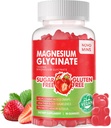 90 CT Magnesium Glycinat Gummies - Sukker Free Magnesium Kalium tillæg med D-vitamin, B6, CoQ10 for Calm Mood & Sleep Support - 90 Jordbær Gummies