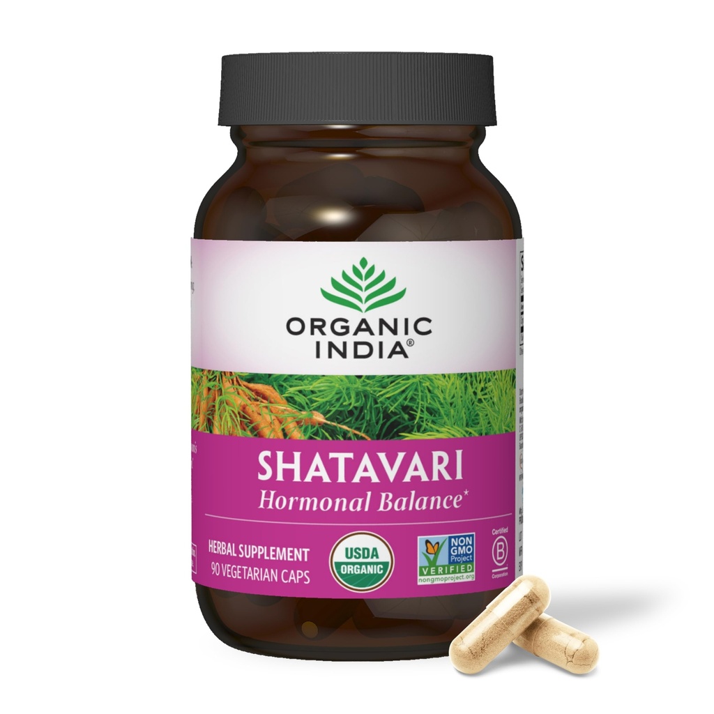 ORGANISK INDIA Shatavari kapsler - Urtetilskud, Understøtter Hormonal Balance, Immunsystemet support, Vegan, Gluten- Free, USDA Organic, Understøtter reproduktiv sundhed - 90 Kapsler