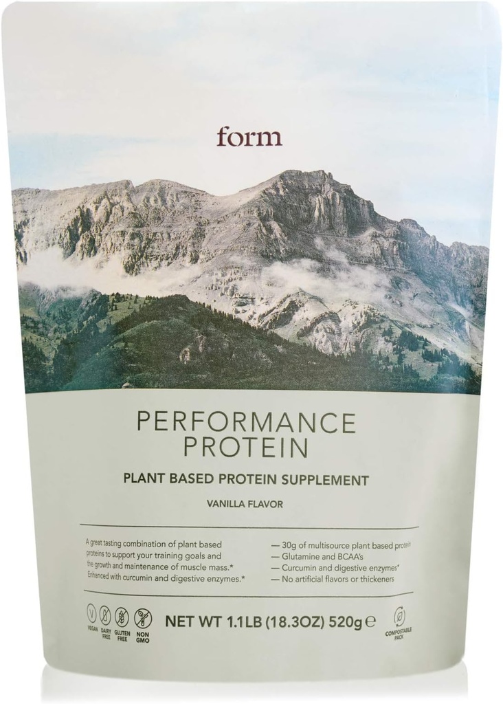 Form Performance Protein - Vegan Protein Powder - 30g Plant Based Protein per Serving, med BCAA og fordøjelsesenzymer. Perfekt post træning. Smager godt med Just Water! (Vanille)