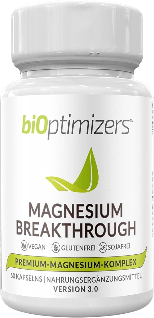 Magnesium Breakthrough Supplement - har 7 former for Magnesium: Glycinat, Malat, Citrat og mere - Natural Sleep and Brain Supplement - 60 Kapsler