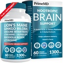 14- in-1 Lions Mane- supplement kapsler - Nootrop Brain Supplement med Ginkgo Biloba til brain support, hukommelse og fokus - Alpha GPC, L Theanine & choline Kosttilskud med 1300mg per servering (60 ct)