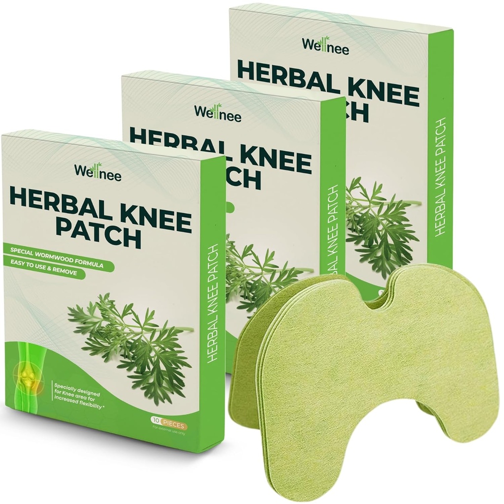 Wellnee Original Herbal Knee Patch - Wellknæ Plaster til Knee Support & Muscle Pain - Maksimal styrke til en midlertidig Relief - Klæbende varme Patches Lavet med naturlige urter for Wellness (30 stk)