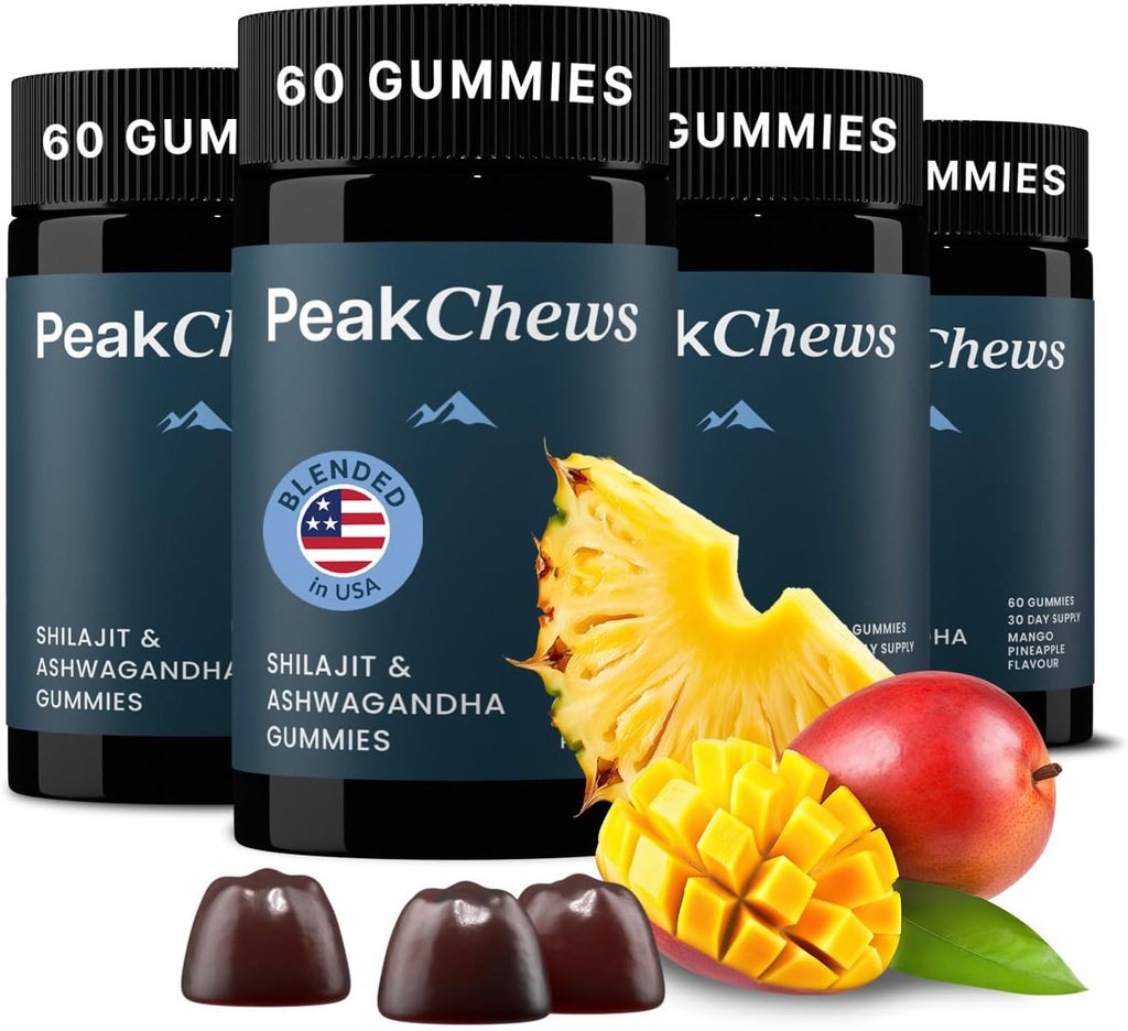 Gummier med Ashwagandha - Shilajit og Ashwagandha - Understøtter energi, Mood, Motivation - Vegan- Friendly - 240 Greve