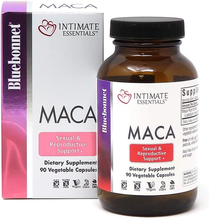 Bluebonnet Nutrition Intimate Essentials Maca Kapsler, Soy- Free, Gluten- Free, Non- GMO, Dairy- Free, Kosher Certified, Vegan, 90 Kapsler, 90 Servere (743715040144)