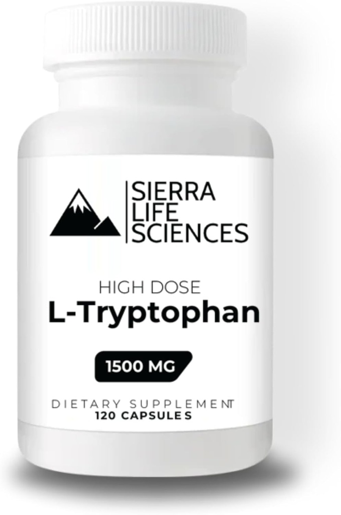 1500mg High Dose L-Tryptophan Max in Easy-to-Swallow Capsules | Gluten-Free, Non-GMO | 40 Servings (Single)