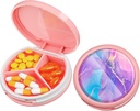 Serfeymi Small Pill Box - 3 afdelinger Portable Pill Box til pung, Compact Mini Travel Pill Case - Egnet til medicin, Vitamin, Fish Oil, Kosttilskud - Pink (Fluid Art)