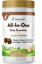 NaturVet All- in- One Dog Supplement - for fælles støtte, fordøjelse, hud, Coat Care - hund Multivitaminer med mineraler, Omega-3, 6, 9 - Wheat- Gratis vitaminer til hunde - 120 bløde tygger