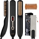 VOVO Beard Straightener Comb Upgrade Professional 2 i 1 Herreskæg Straightening opvarmet hår straightening Børst Portable Anti- Burn 6 Temperaturjusterbar med LED Display til hjemmet og rejser