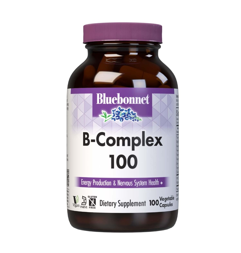 Bluebonnet Nutrition B Complex, Complete Full Spectrum, Vitamin B6, B12, Biotin, Folate, Vegan, Vegetar, Gluten, Soy & Milk Free, Kosher, 100 Greve