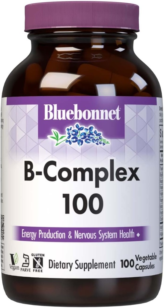 Bluebonnet Nutrition B Complex, Complete Full Spectrum, Vitamin B6, B12, Biotin, Folate, Vegan, Vegetar, Gluten, Soy & Milk Free, Kosher, 100 Greve