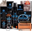 Beard Grooming Kit, Beard Kit med Beard Oil, Beard Growth Serum, Beard Wash, Beard Balm, Beard Brush, Beard Comb, Beard & Mustache Saks Beard Growth Kit Unik Gaver til mænd