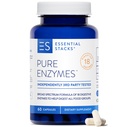 Essentielle stakke Pure fordøjelsesenzymer (Gluten, Dairy & Soy Free) - 18 enzymer til fordøjelse inkl. Amylase, Lipase & Lactase - Vegetar & Non- GMO (60 kapsler)
