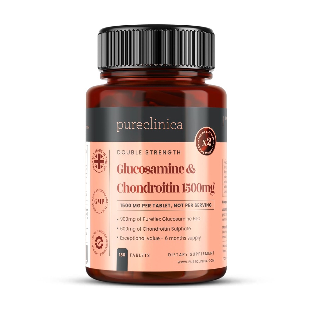 pureclinica High Strength 1500mg Glucosamin HCL & Chondroitin x 180 tabletter