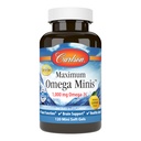 Carlson - Maksimum Omega Minis, 1000 mg Omega- 3s, Heart Function, Brain Support & Sund Aging, Lemon, 120 Mini Softgels