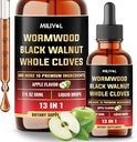 13in1 Wormwood Liquid Drops - 1900mg Black Walnut Wormwood Liquid Extract med Hel Cloves & Mere - 60 Day Supply - 2 Fl Oz