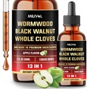 13in1 Wormwood Liquid Drops - 1900mg Black Walnut Wormwood Liquid Extract med Hel Cloves & Mere - 60 Day Supply - 2 Fl Oz