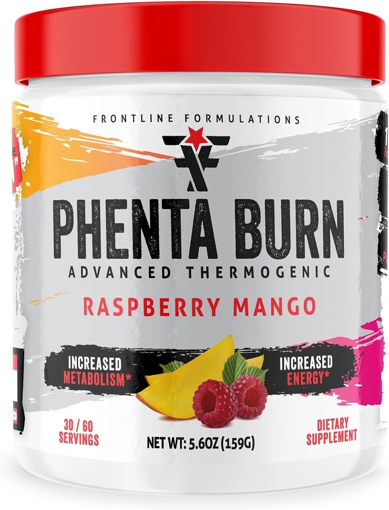 Phenta Burn, Øget energi og udholdenhed, Amazing Flavors, Veteren Ejes og drives (60 Servere, Raspberry Mango)