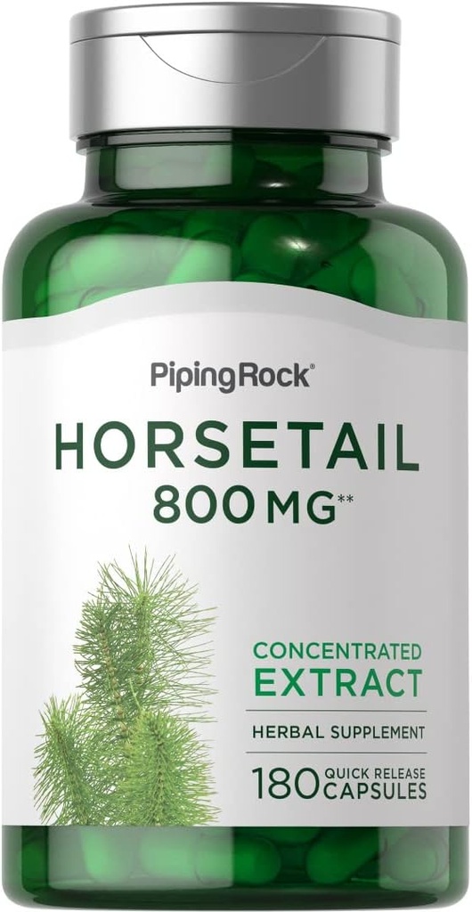 Piping Rock Horsetail Capsules 800 mg 1 124; 180 Tæl 1 124; Herb Extract Supplement 1 124; Non- GMO, Gluten Free