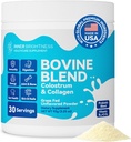 Kovine Colostrum & Collagen pulver til Gut Sundhed, immunforsvar, hårvækst & skønhed supplement, sukker gratis - IgG, Probiotika, B12-vitamin, C, D3 - Unflavored, 30 Serveringer