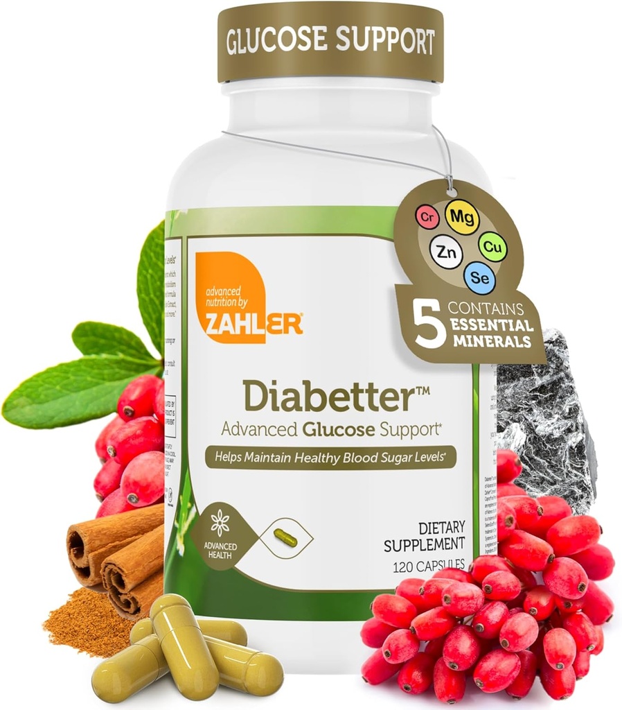 Zahler Diabetter, Advanced Glucose Support Supplement with Cinnamon, Certified Kosher, 180 Capsules