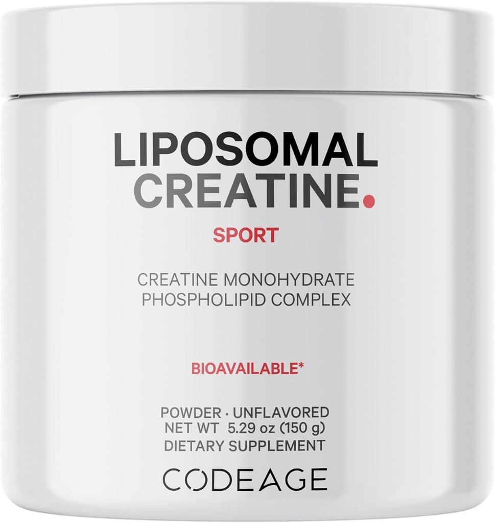 Kodeage Liposomal Creatin Powder supplement, Pure Creatin monohydrat 5000mg, Pre Workout & Post workouts - Unflavored Creatin, Mikroniseret Creatin Powder - Kreatinin til sport - 30 Servere