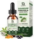 Soursop Graviola Liquid Drops, Organic Soursop Bitters med hyldebær & gurkemeje til cellulose, immunforsvar, fordøjelsesstøtte, urteudtræk, sukkerfri / gluten fri - 1 fl oz