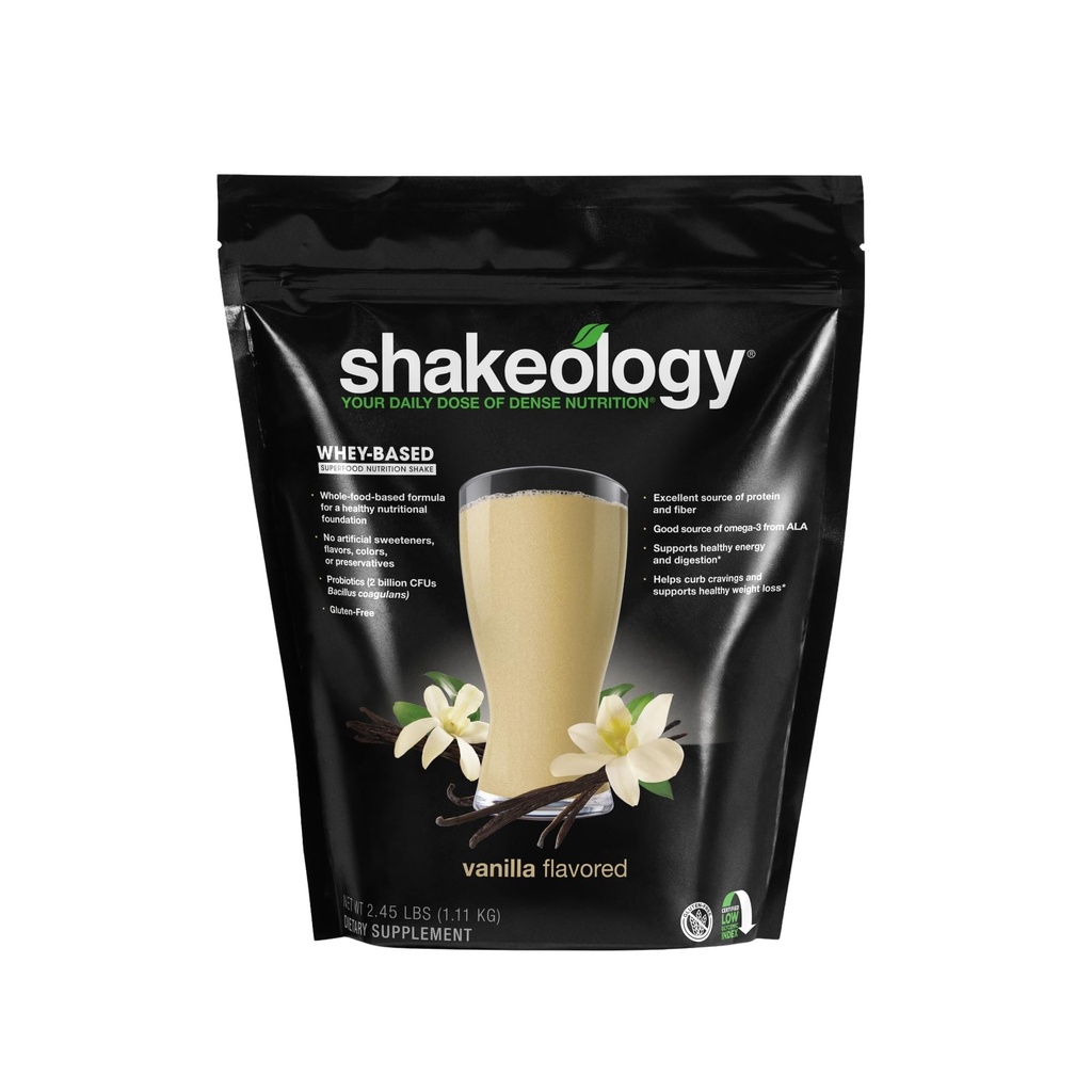BODi Shakeology Whey Protein Powder Blend - Gluten Free, Superfood Protein Shake with Vitamins and Minerals - Helps Support Healthy Weight Loss, Lean Muscle Support, Gut Health - Vanilla, 30 Servings