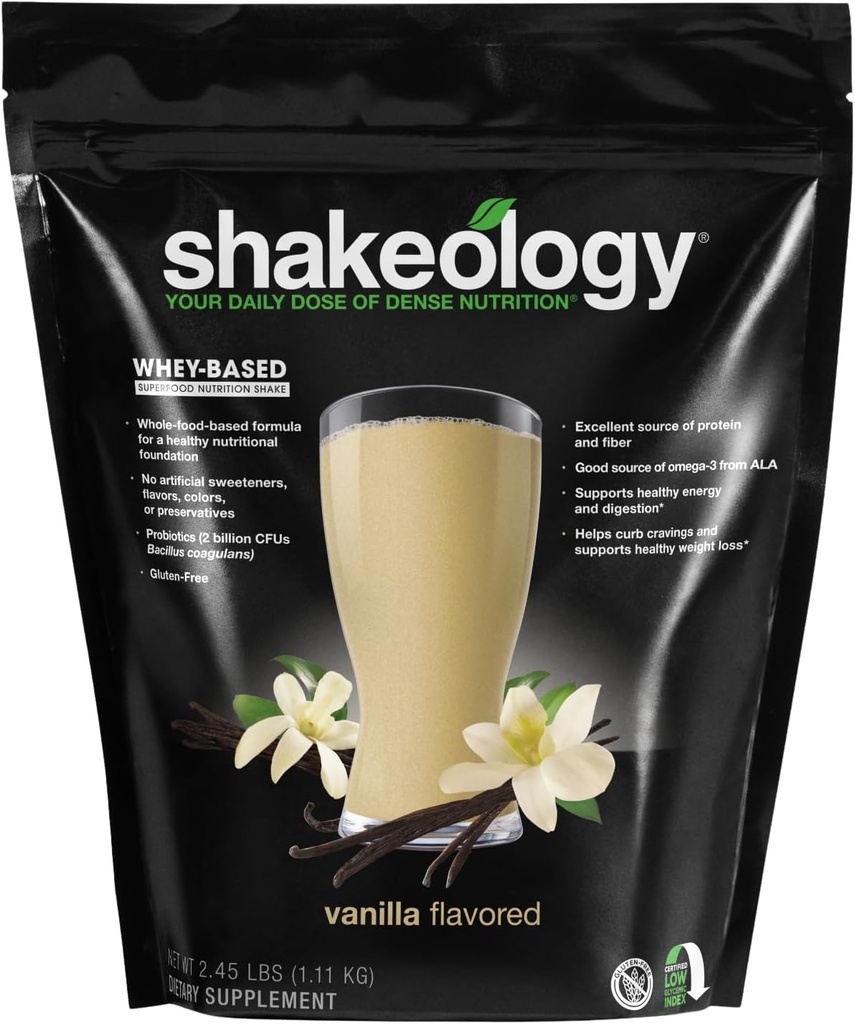 Shakeology Whey Protein Powder Blend - Gluten Free, Superfood Protein Ryst med vitaminer og mineraler - Hjælper støtte sund vægttab, Lean Muscle Support, Gut Sundhed - Vanilla, 30 Servere