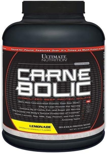 Ultimate Nutrition Carnebolsk Hydroliseret Beef Protien Isolere Powder- Paleo og Keto Friend- Zero Carbs, Zero Sugar eller Soy, Gluten og Lactose Gratis, Lemonade, 60 Servere
