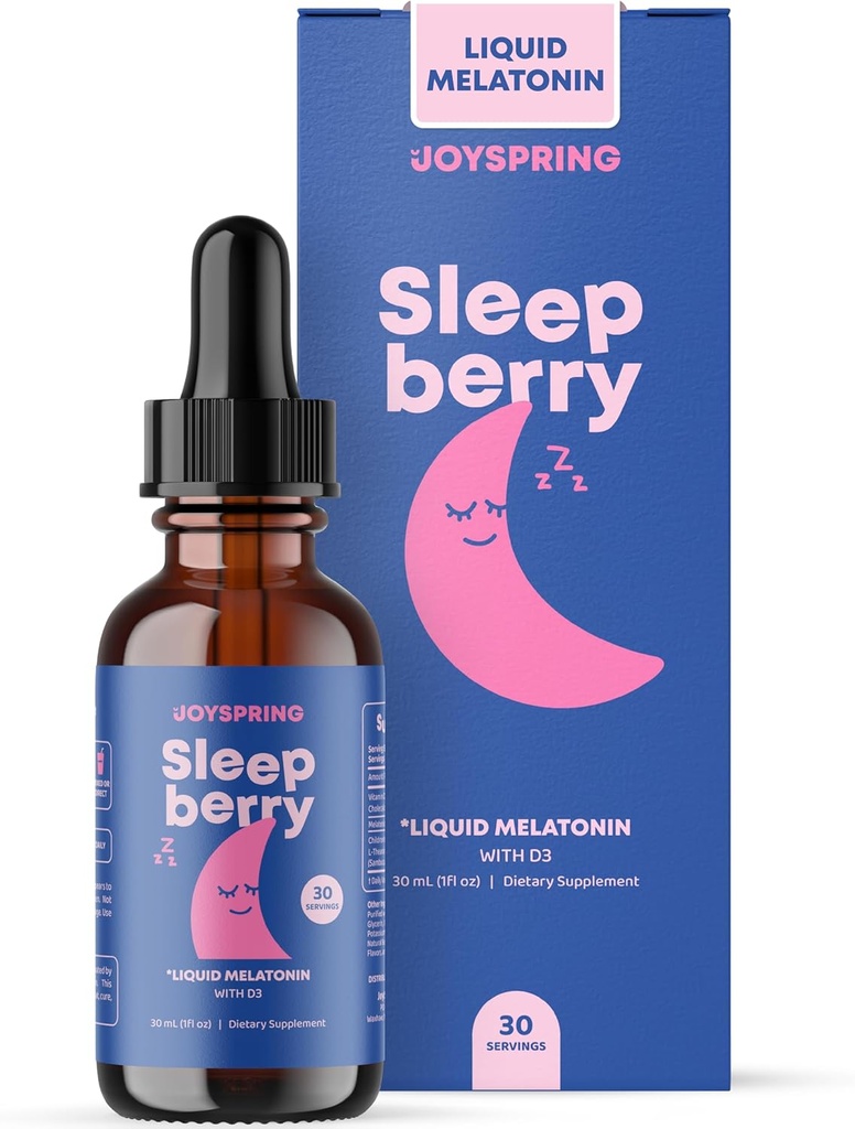 JoySpring SleepBerry Flydende Melatonin og Genius Drops Smartberry Vanilla til børn