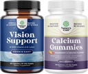 Bundle af komplet øje sundhed supplement til voksne til Vision tørre øjne tryk og blå lys beskyttelse og høj absorption Calcium gummier for kvinder for ben sundhed og immunforsvar