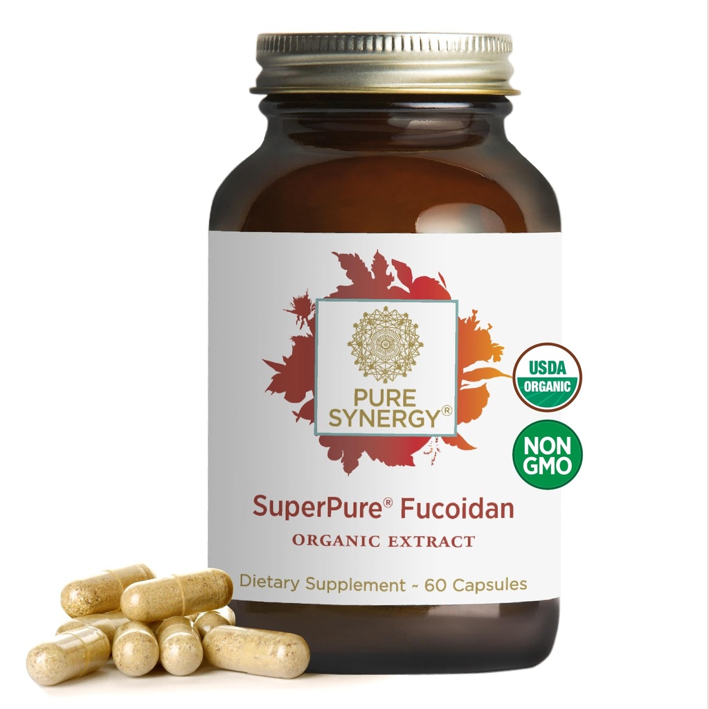 PURE SYNERGY SuperPure Fucoidan Uddrag 124; Gluten- Free Fucoidan fra Organic Brown Seaweed • 124; for immunsundhed, fordøjelse og sund aldring (60 kapsler)
