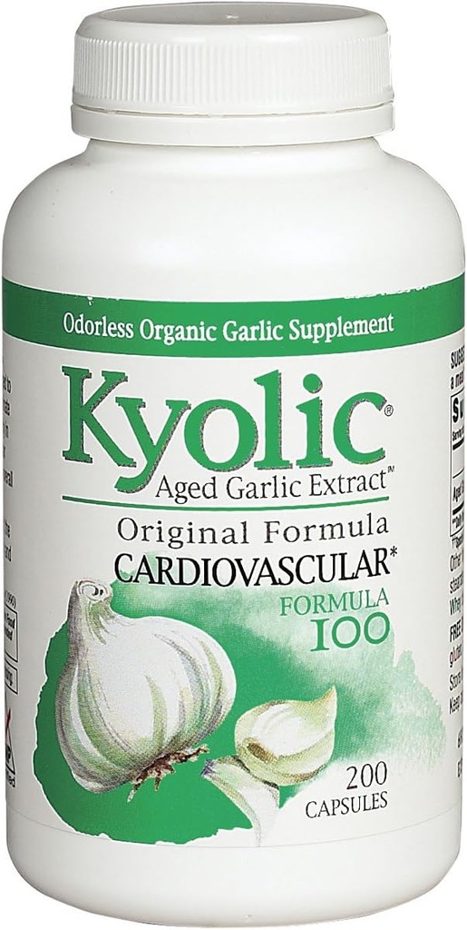 Kyolic Aged Garlic Extract Cardiovascular Health Formula 100, 200 Capsule (Pack of 1)