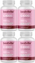 BESTVITE C 1000mg (480 vegetariske kapsler) (120 x 4) med Citrus Bioflavinoider - ingen stearater - Vegan - Ikke GMO - Gluten Free