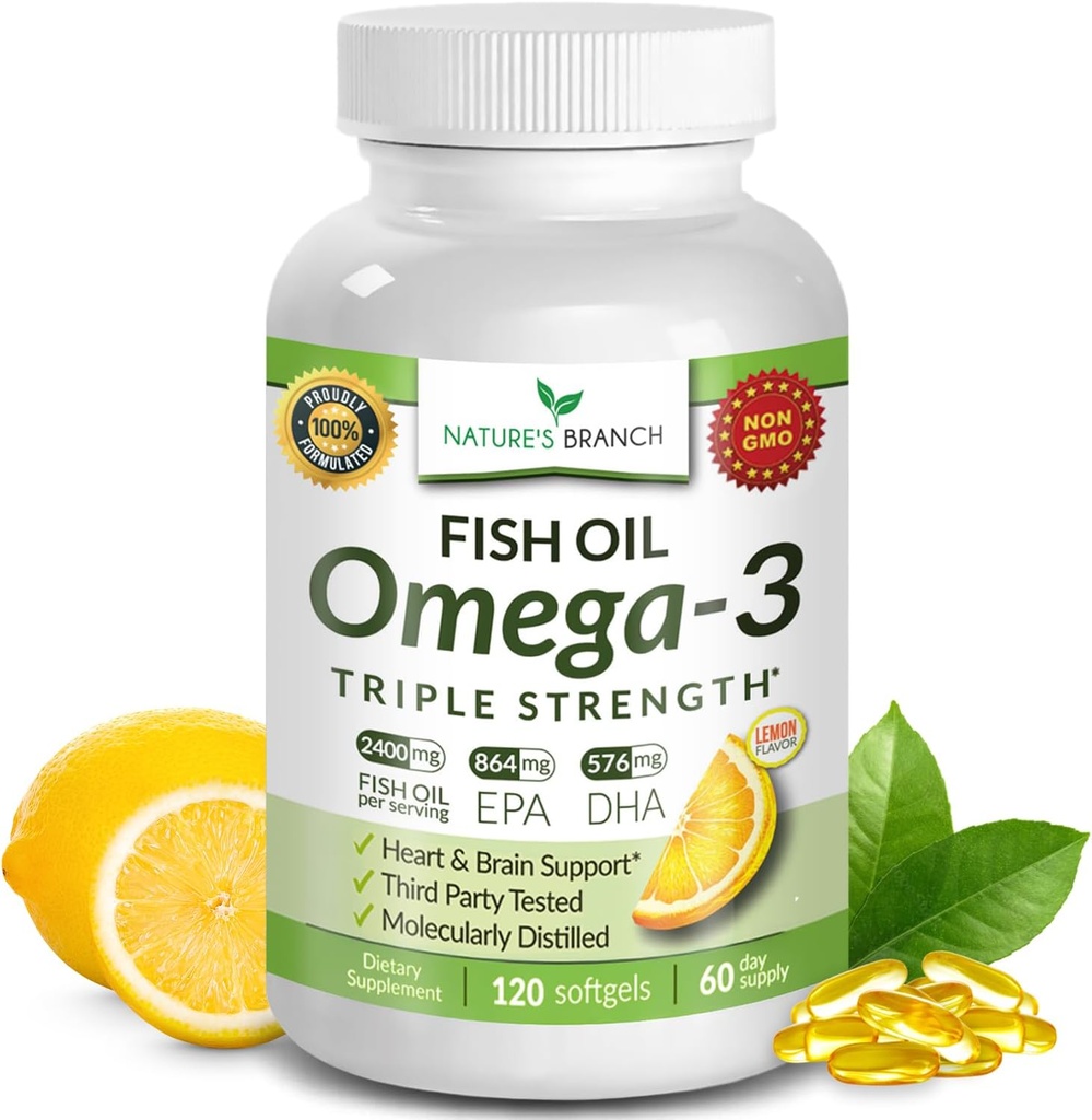 Bedste Triple Strength Omega 3 Fish Oil Pills 2400mg