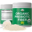 Organic Prebiotic Fiber 3- in-1 Vegan Powder for Gut Health. USDA Organic Raw Whole Food Plant Based Prebiotics Diguestive Supplement med Organic Inulin (Jerusalem Artichoke), Acacia Fibers, SunFiber