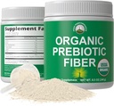 Organic Prebiotic Fiber 3- in-1 Vegan Powder for Gut Health. USDA Organic Raw Whole Food Plant Based Prebiotics Diguestive Supplement med Organic Inulin (Jerusalem Artichoke), Acacia Fibers, SunFiber