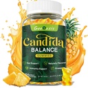 Candida Support Oregano Oil Gummies, Candida Cleanse Detox supplement til kvinder & mænd, Support Gut Sundhed & Immunstøtte, Natural Ananas Flavor, 60 Greve