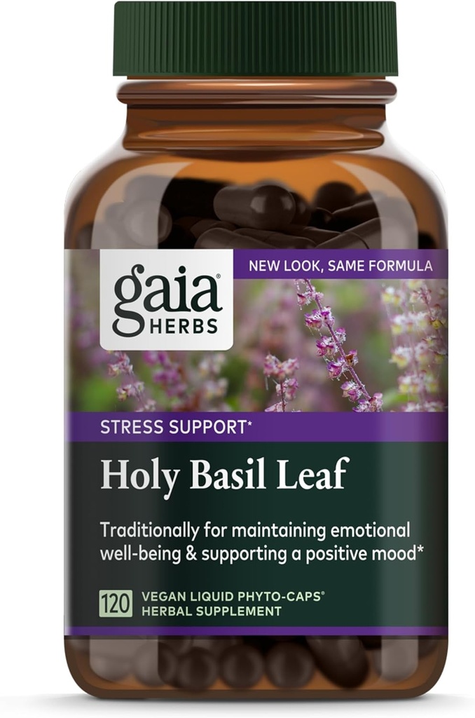 Gaia urter Holy Basil Leaf - Traditionelt brugt til at understøtte stress reaktion - Adaptogen Ayurvedic Herb * - 120 Vegansk flydende Phyto- kapsler (60- dages forsyning)
