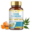Organic Veda Neem & Gurkemeje kapsler med Amla Frugt, Tulsi, Holy Basilikum, Black Pepper Extract - immunsupport kosttilskud - øger sund klar hud & cellulær forsvar - 120 Veganske kapsler